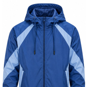 Windbreaker <b>Jacket</b> for <b>Men</b> <b>Lightweight</b> Outdoor Sports Water Resistant Full Zip Hooded Activewear Custom Sportswear Bulk Exporter - Product Image 3
