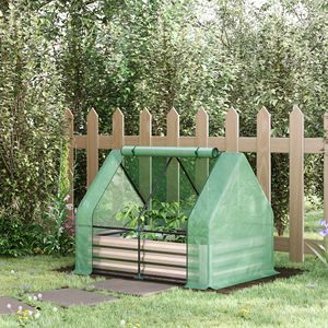 4 'x 3' ha galvanizzato la scatola di fioriera del metallo ha sollevato il letto del giardino con la copertura della serra del PE e avvolgi la porta per i fiori & le verdure - Product Image 2