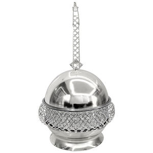 Chafing Dish Stainless Steel <b>Buffet</b> Food Warmer Glass Lid Ornate Gold Pillar Stand Hotel Catering <b>Server</b> - Product Image 2