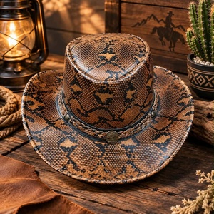 Chapeau de cowboy en cuir véritable fait main, qualité supérieure, sur mesure, style western vintage, unisexe, style country, chapeau Outback - Product Image 1