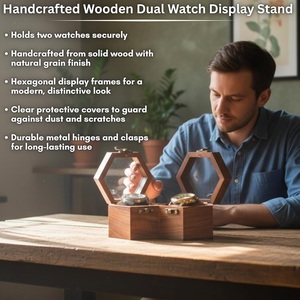 Watch Box for Men Double Slot Watch & Jewelry <b>Display</b> <b>Case</b> Dark Brown Indian Rosewood Storage Box Valentine's Gift - Product Image 5