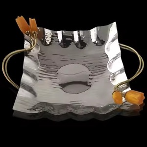 Plateau de service rectangulaire en cuivre martelé fait main, style glamour, pour mariage, vaisselle de fête - Product Image 6