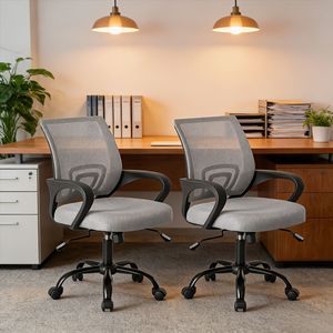 Sedia Ergonomica da Ufficio e Gaming con Schienale Medio, Supporto Lombare, Modalità Dondolo, Altezza Regolabile e Braccioli Fissi - Product Image 2