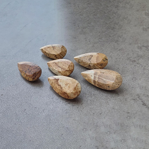 Pierre précieuse naturelle en jaspe biscuit, taille facetée, forme poire, calibrée, pour la fabrication de bijoux - Product Image 5