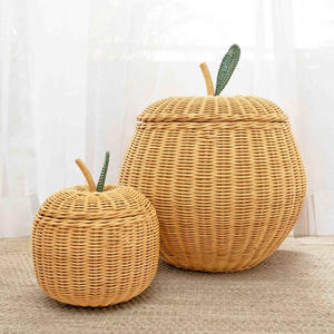Panier de rangement en rotin artisanal pour tout-petits, motif fruits, accessoires de rangement - Product Image 5