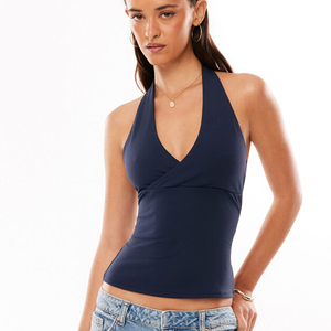 Custom Logo Women Regular Length Tank <b>Top</b> Sleeveless O Neck Ribbed Cotton Light Weight Breathable Fabric <b>Tops</b> For Women - Product Image 1