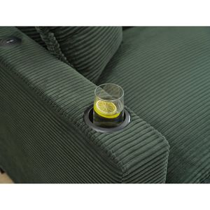 Divano divano a strisce verde a forma di L a 2 posti con porta USB e portabicchieri 1 poggiapiedi incluso per uso soggiorno - Product Image 3