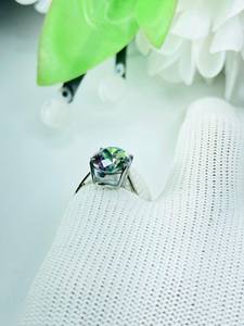 Anillo Único de Plata de Ley 925 con Topacio Místico, Anillo de Regalo de Aniversario con Piedra Arcoíris Brillante - Product Image 2