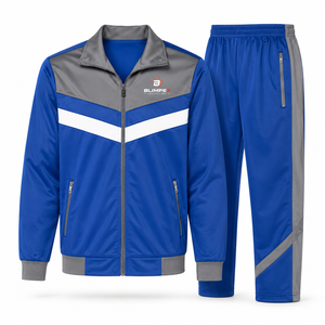Chaqueta Cortavientos Ligera de Poliéster con Bloques de Color y Pantalones Jogger, Traje Deportivo de Dos Piezas con Logotipo Personalizado OEM Blimpex Int - Product Image 1