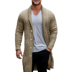 Pull en laine tricoté épais pour homme avec motif rayé et décoration en dentelle, anti-rétrécissement et respirant - Product Image 1
