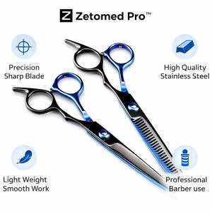 ชุดกรรไกรตัดและซอยผม Zetomed Pro Luxury ผลิตจากเหล็กกล้าไร้สนิม 440C คุณภาพสูง น้ำหนักเบา สำหรับคนถนัดขวา 30 ฟัน - Product Image 3