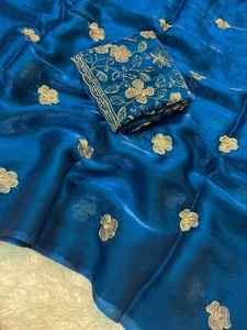 Sari de Seda Pura Bicolor con Tela Espacial, Blusa con Hojas de Shree Fendi Hechas a Mano, Ecológica, de Secado Rápido, Tejida, Ligera, para Fiesta, para Mujer - Product Image 2