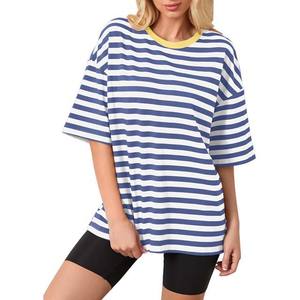 Camiseta Holgada de Verano para Mujer, con Hombros Caídos, de Algodón Transpirable, Manga Corta, Color Personalizado, Logotipo Personalizado, Alta Calidad - Product Image 1