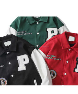 Chaqueta universitaria de lana de alta calidad para hombre, Mangas de cuero con cuello levantado, modelo de estilo de invierno bordado de retazos de chenilla personalizado - Product Image 6