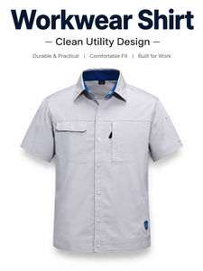 Men Short Sleeve Work Coverall Anti Static 100% Polyester Utility Uniform Button up Chest Pocket for Workshop Made Bangladesh - Product Image 1