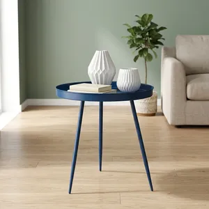 Table d'appoint moderne en fer thermolaqué avec plateau rond pour salon - Product Image 3