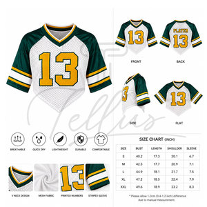 เสื้อฟุตบอลผู้หญิงสไตล์วินเทจโอเวอร์ไซส์แฟชั่นสตรีทแวร์ทรงบ็อกซี่ผ้าตาข่ายแบบครอป เสื้อเจอร์ซีย์อเมริกันฟุตบอล - Product Image 4