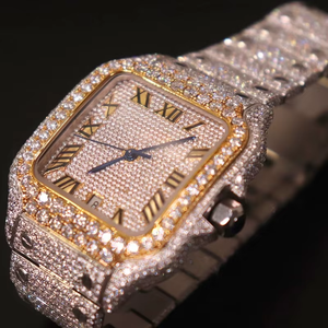Wholesale Stainless Steel Roman Dial Bust Down Automatic WatchFully Iced Out Moissanite Diamond Studded <b>Watch</b> - Product Image 2