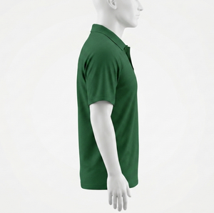 Men's Dark Green Polo <b>Shirt</b> Short Sleeve Turn-down <b>Collar</b> Regular Fit 100% Cotton Solid Color All Seasons - Product Image 3