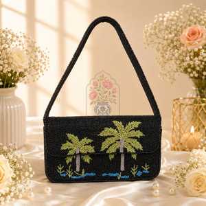 Bolso de Hombro con Cuentas Palm Escape, Bolso Artesanal para Vacaciones Tropicales, Artovia Exports - Product Image 1