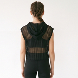 Top Deportivo con Capucha de Malla sin Mangas para Mujer, Chaleco Transpirable para Gimnasio y Running - Product Image 3