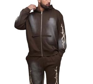 Conjunto Deportivo de Dos Piezas con Capucha, 100% Algodón, Lavado Ácido, Personalizado OEM, Colores Personalizados, Impresión Digital, Logotipo Bordado - Product Image 5