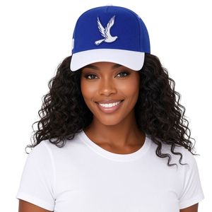 <b>Women</b> Royal Blue and White Embroidered Bird Logo <b>Baseball</b> Cap Adjustable Snapback Casual Outdoor Sports Fashion <b>Hat</b> Headwear - Product Image 1