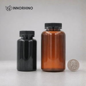 Bouteilles d'emballage à large ouverture en PET de qualité supérieure, colorées/givrées, 210 ml, 400 ml, 7 oz, 14 oz, avec couvercle CR pour l'emballage de compléments alimentaires, vente en gros/OEM - Product Image 1