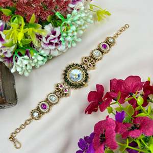 Indian Ethnic Brass Jewellery-Madhuri Heritage Adjustable Watch - Product Image 5
