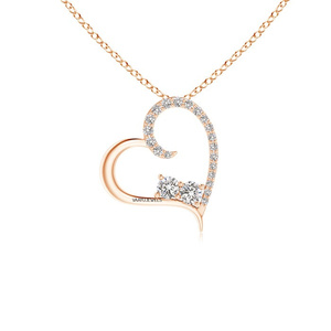 Colgante de Corazón con Diamantes de Corte Brillante, Chapado en Rodio, Oro Amarillo, para Mujer, Uso Diario Romántico, Regalo para Fiesta, Oro de 10K, 14K, 18K, Plata 925 - Product Image 2