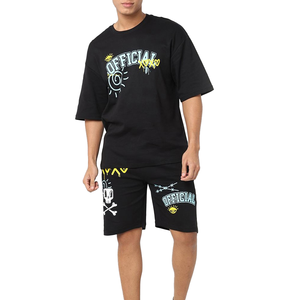 High Quality Breathable Terry Casual Summer T-Shirt and Shorts <b>Set</b> with Custom Logo <b>Knitted</b> Fabric Quick Dry for Men - Product Image 5
