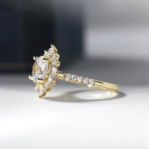 Bague en argent sterling 925 plaqué or 14 carats avec moissanite, bague de promesse pour femme, bijou de fiançailles, cadeau - Product Image 2