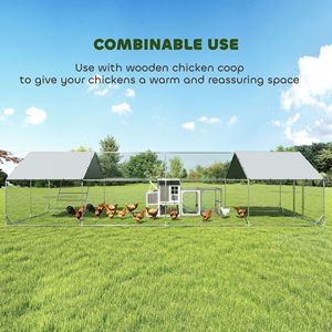 Grande Pollaio 26FT X 10FT X 6.4FT con Copertura Impermeabile, Gabbia Metallica per Animali con Porta per l'Alimentazione, Mangiatoia Sospesa e Posatoio per Galline - Product Image 5
