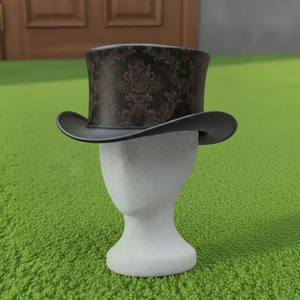Chapeau haut de forme en cuir noir unisexe, fait main, sur mesure, de qualité supérieure, style steampunk victorien, pour costume. - Product Image 4