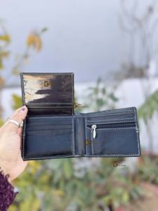 กระเป๋าสตางค์หนังแท้คุณภาพสูง ป้องกัน RFID สำหรับใส่บัตรเครดิต บัตรประชาชน บัตรธุรกิจ แบบพับสองตอน ดีไซน์บางเฉียบ สำหรับผู้ชาย - Product Image 4