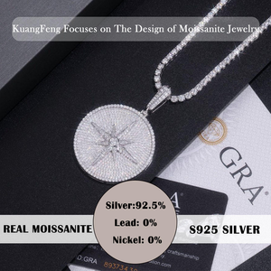 Collar con Colgante de Disco Redondo de Diamante Moissanita, Plata 925, Cadena con Dije Circular, Joyería de Lujo, Regalo para Hombres y Mujeres - Product Image 3