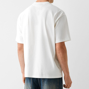 Men's <b>White</b> Cotton T-Shirt With Front Logo Print Casual O-Neck Short Sleeve Regular Fit Jersey Knitted Design - Product Image 3