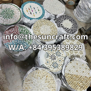 Organic Shell Mosaic Placemat Artisan Mother of Pearl Charger Plate for Boho Luxe Home and Sustainable Style - Product Image 4