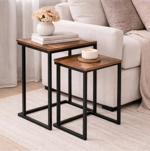 Table basse convertible de luxe avec structure en métal et plateau en bois, style italien, finition noire, mobilier moderne pour salon, vente en gros - Product Image 1