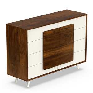 ตู้เก็บของแบบตั้งพื้น Mayrone Modern สีน้ำตาลเมเปิลและสีฟรอสตี้ ตู้ลิ้นชักขนาดใหญ่ สไตล์ไม้แผ่น - Product Image 6