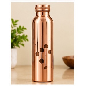 Bouteille d'eau en cuivre pur avec finition martelée, design vintage, portable, pour les voyages - Product Image 6