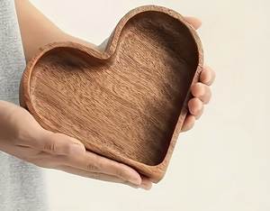 Handmade Wooden Heart Bowl for Candles Centerpiece and Decor Decorative Wooden Heart Bowl Rustic Farmhouse Table Decor - Product Image 1