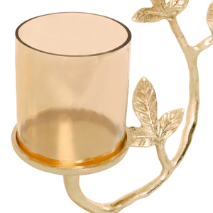 Candelabro de Metal con Forma de Rama y Portavelas de Cristal, Diseño Elegante y Moderno, Candelabro de Aluminio Dorado para Bodas - Product Image 3