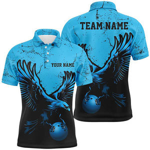 Good Quality Short Sleeves <b>Bowling</b> Polo <b>Shirts</b> Plus Size 100% Polyester Unisex Polo <b>Shirts</b> Custom Team Name - Product Image 1