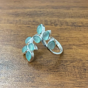 Multi Light Green Chalcedony Gemstone Leaf Cluster Ring (5.0 Grams) Trendy Made By JAIPUR SILVER - Product Image 2