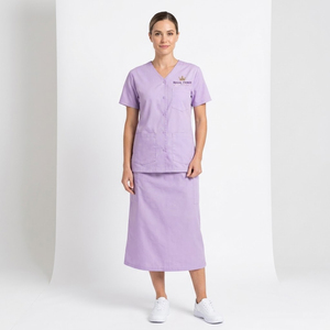Women's <b>Doctor</b> Scrub Skirt Suit <b>Set</b> V Neck Short Sleeve Knitted Breathable Comfortable Customized Hospital Uniform - Product Image 6