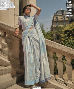 Sari traditionnel en satin de soie rose pour femmes - Anti-humidité et infroissable, idéal pour les mariages et les soirées - Product Image 4