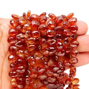Cuentas de granate Hessonita natural facetadas en forma de pera de 5-9 mm, color naranja oscuro, para la fabricación de joyas, precio al por mayor, a granel. - Product Image 5