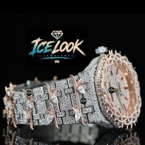 ICE LOOK JEWELERY นาฬิกาข้อมือสแตนเลสสตีลสุดหรูสำหรับผู้ชาย 40 มม. หน้าปัดทรงกลม ควอตซ์ แอนะล็อก เรืองแสง ตัวล็อคแบบพับ ดีไซน์ทันสมัย - Product Image 4