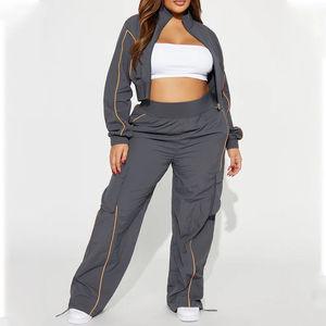 Wholesale Custom Lightweight Windbreaker <b>Set</b> <b>Two</b> <b>Piece</b> Jacket Pants <b>Mesh</b> Lining Zip Printing Embroidery - Product Image 4